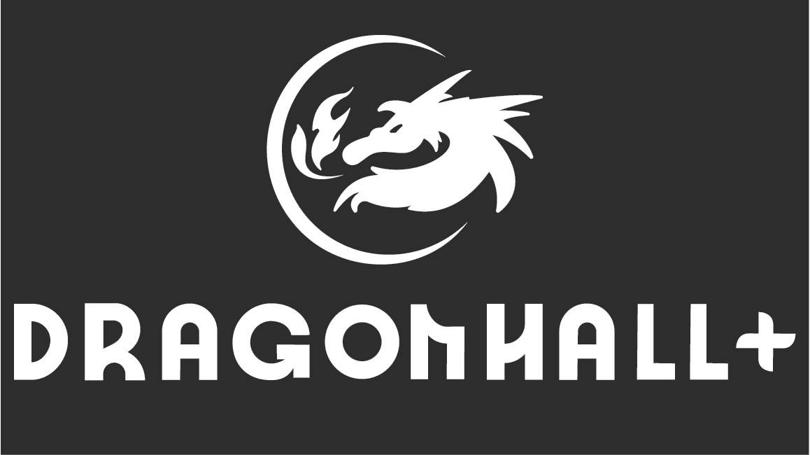 Logótervezés: A Dragonhall+ márka sárkányos logója.